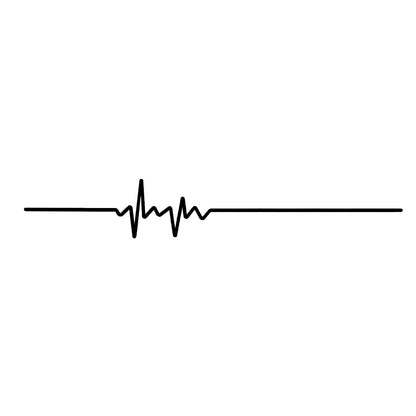 A black pulse-shaped car vinyl decal on a white background