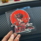 A hand holding a Geisha Lady JDM sticker