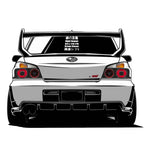 JDM decal on a Subaru STI rear window