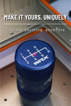 A close-up video showing the process of customisation engraving on JDM shift knobs in varies colours and shapes