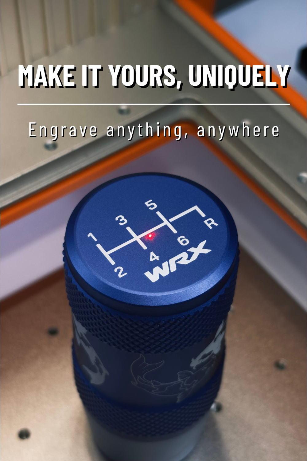 A close-up video showing the process of customisation engraving on JDM shift knobs in varies colours and shapes