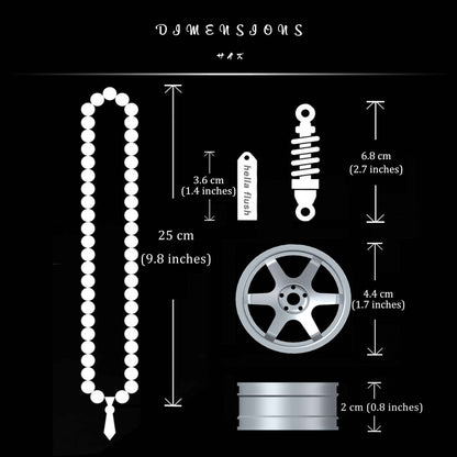Dimensions of the wheel decor with detailed measurement