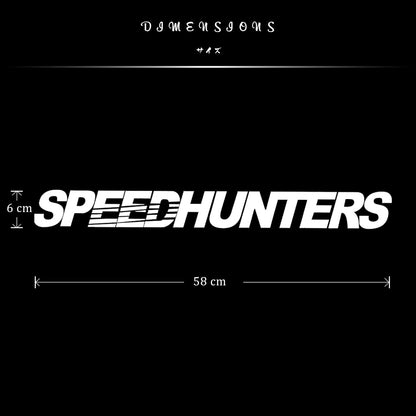 Dimensions of the Speed Hunters car vinyl decal on a black background