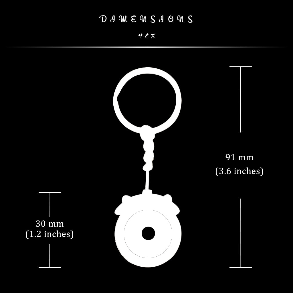 Dimensions of the brake disc keychain with numbers and measurements