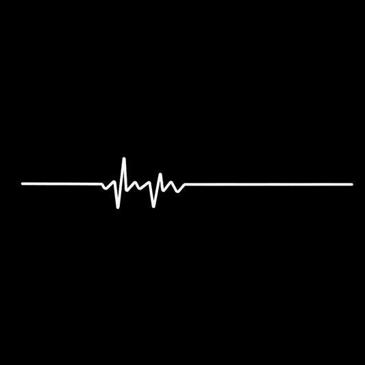 A white pulse-shaped car vinyl decal on a black background